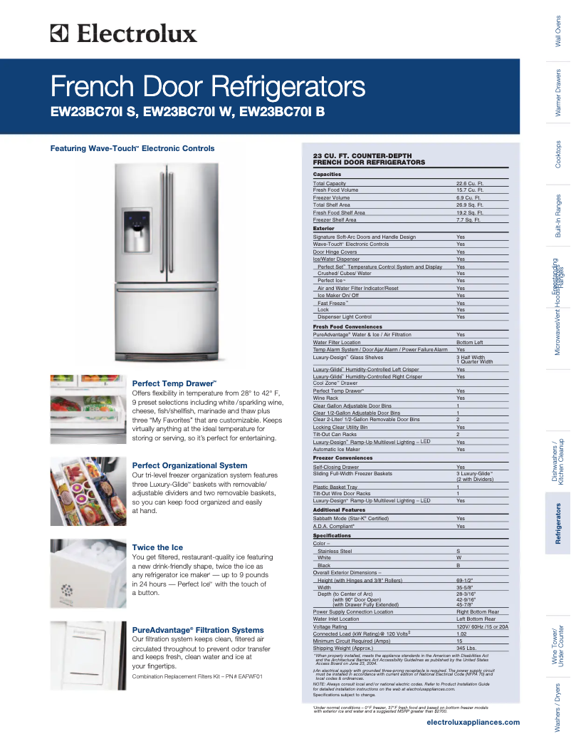 Page n°1 - Fiche technique Electrolux EW23BC70IS