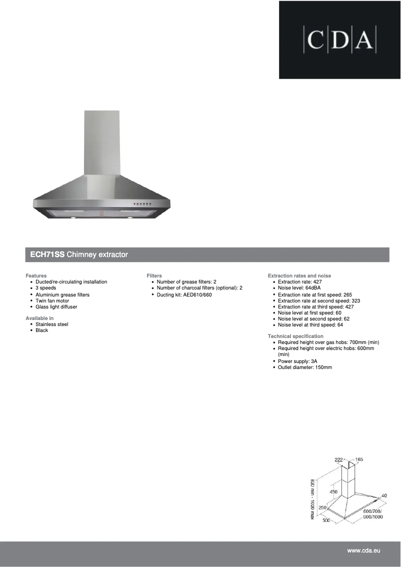 Page n°1 - Fiche technique CDA ECH71SS