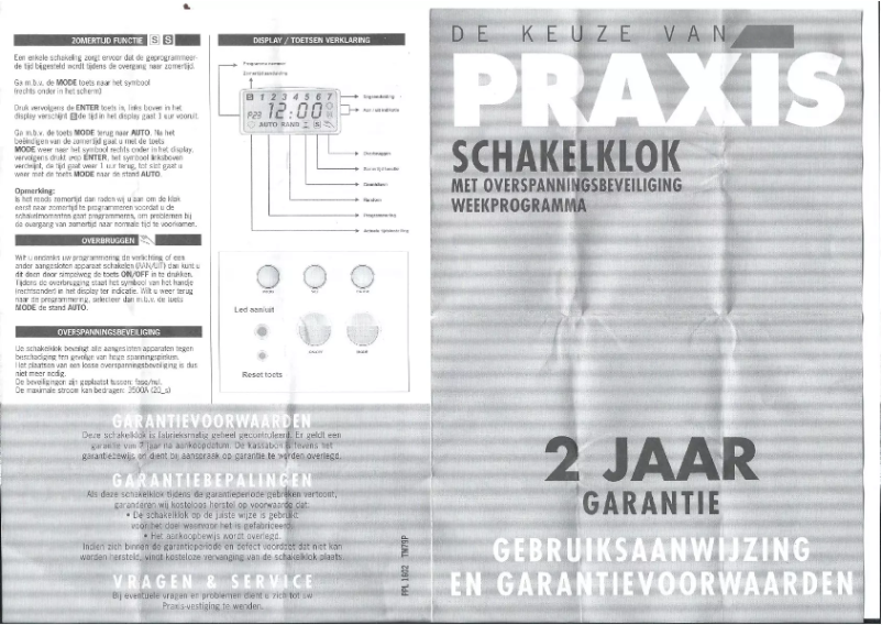 Page n°1 - Manuel utilisateur Praxis PPL 1602