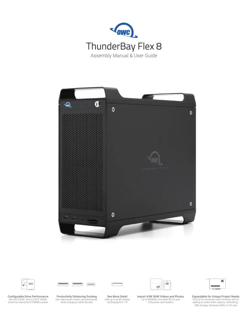 Page 1 de la notice Manuel utilisateur OWC ThunderBay Flex 8
