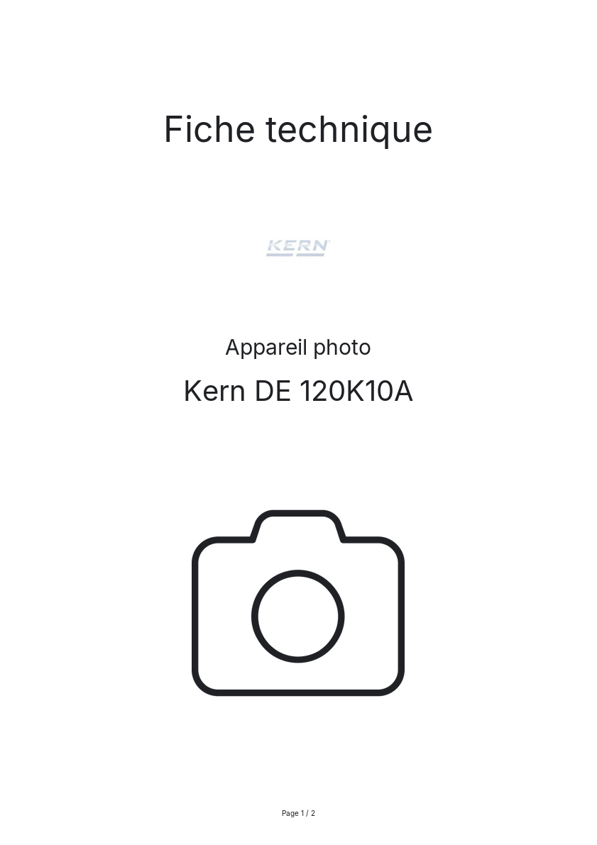 Page n°1 - Fiche technique Kern DE 120K10A