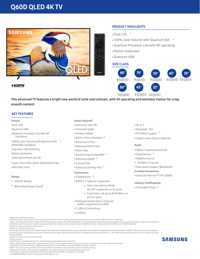 Image de la première page du manuel de l'appareil QN55Q60DAF