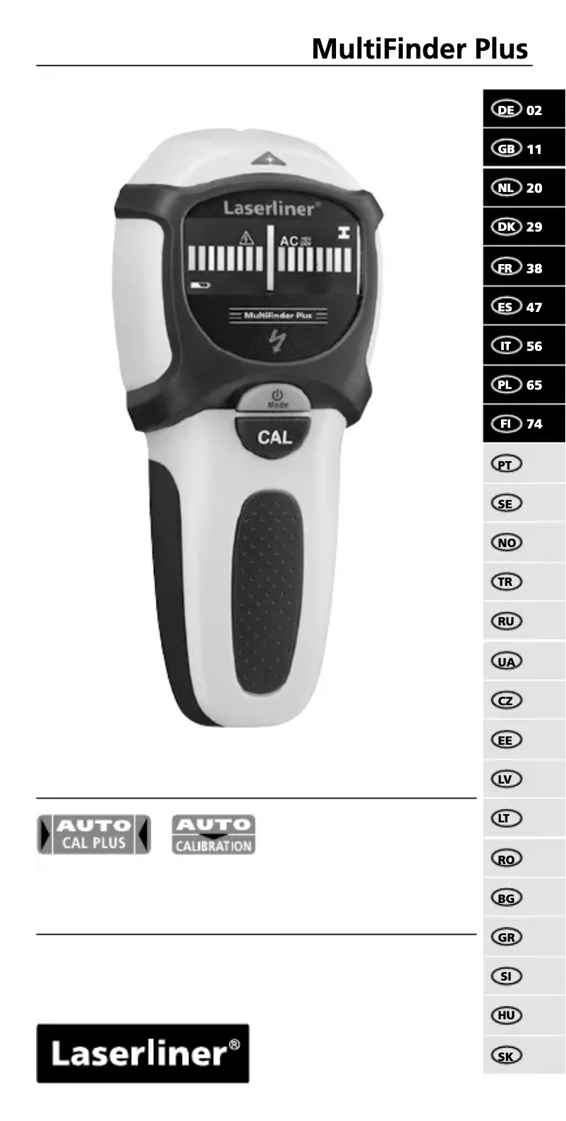 Page 1 de la notice Manuel utilisateur Laserliner MultiFinder Plus
