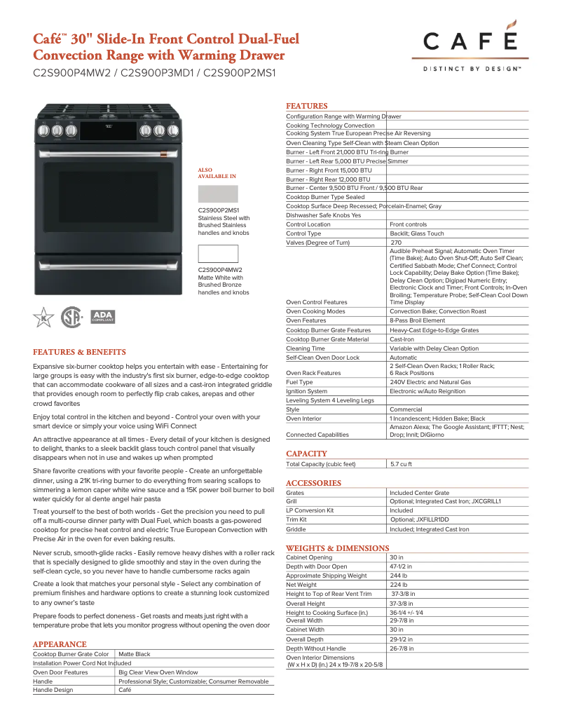 Page n°1 - Fiche technique GE C2S900P2MS1