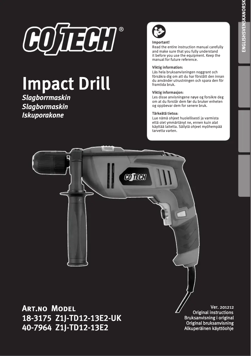 Page 1 de la notice Manuel utilisateur Cocraft Z1J-TD12-13E2
