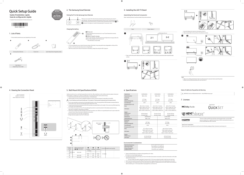 Page 1 de la notice Manuel utilisateur Samsung HG50BU800NF