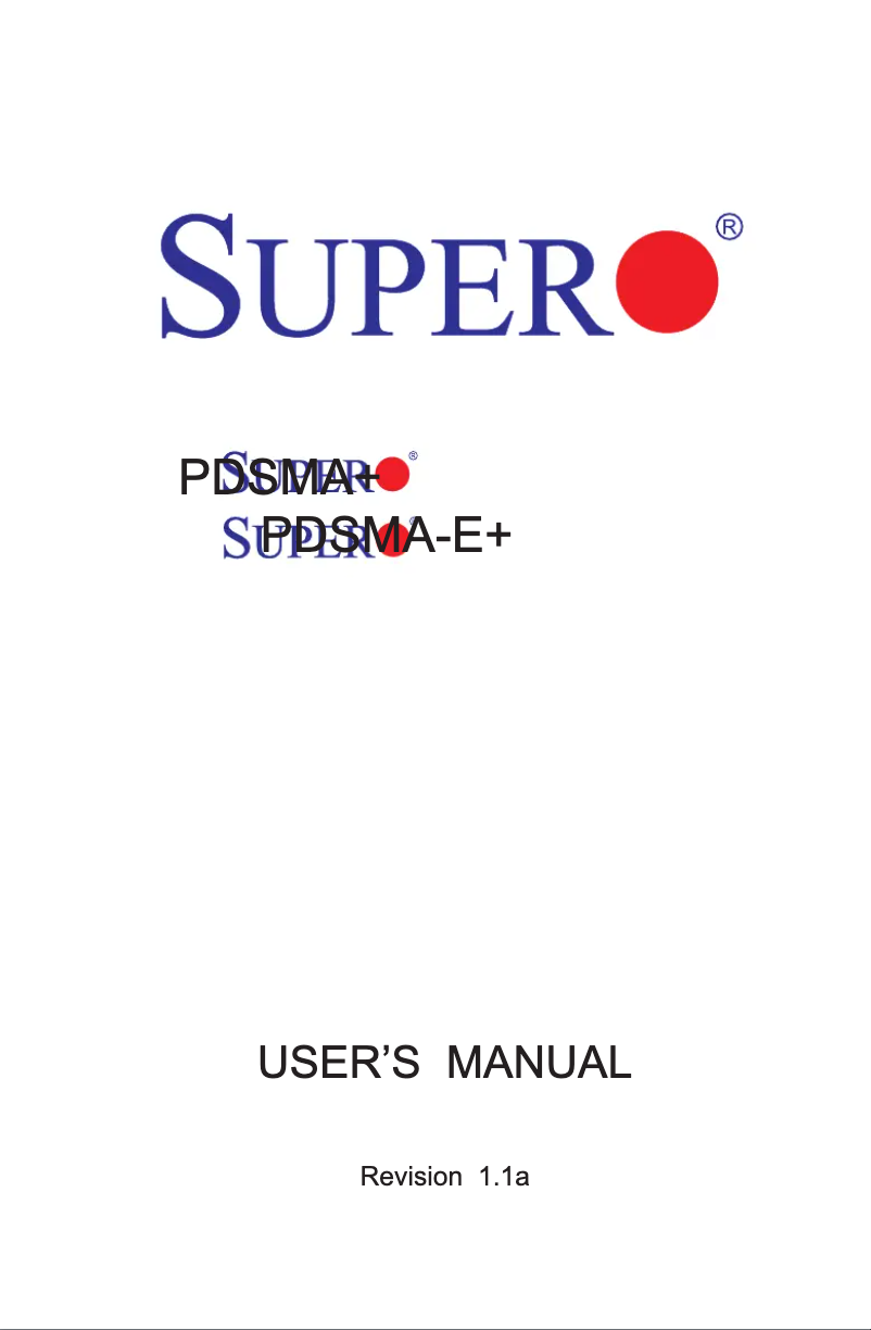 Page n°1 - Manuel utilisateur Supermicro PDSMA-E+