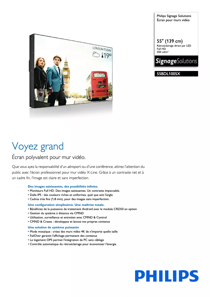 Image de la première page du manuel de l'appareil 55BDL1005X