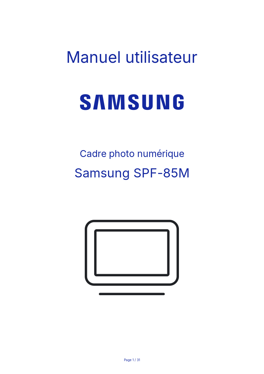 Page n°1 - Manuel utilisateur Samsung SPF-85M