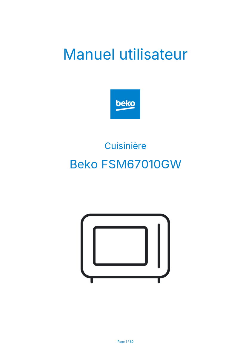 Image de la première page du manuel de l'appareil FSM67010GW