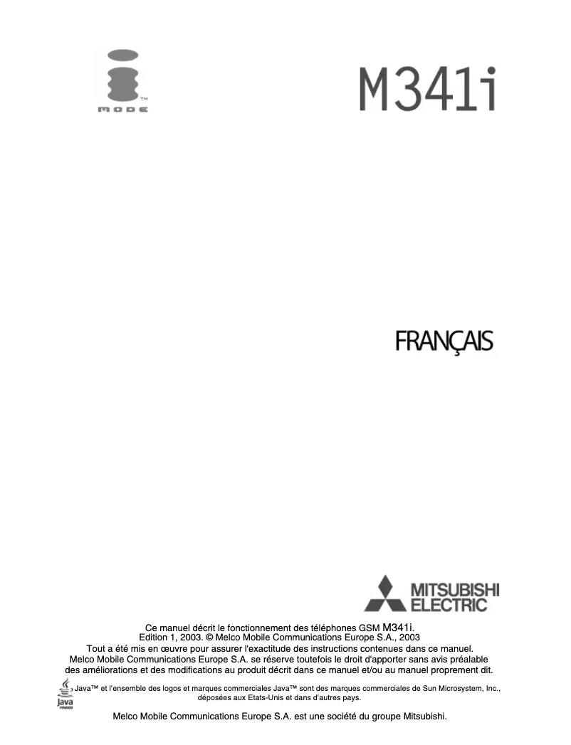 Page n°1 - Manuel utilisateur Mitsubishi M341I