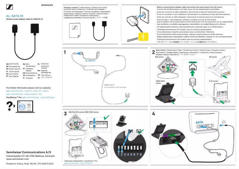 Page 1 de la notice Manuel utilisateur Sennheiser AL-SATA 01
