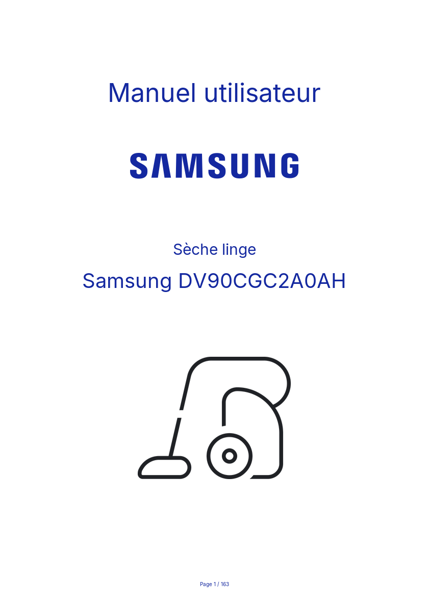 Page n°1 - Manuel utilisateur Samsung DV90CGC2A0AH