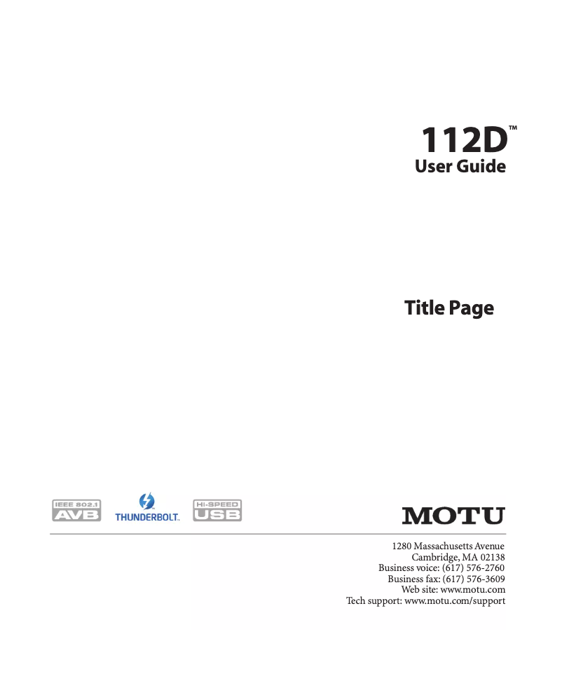 Page 1 de la notice Manuel utilisateur Motu 112D