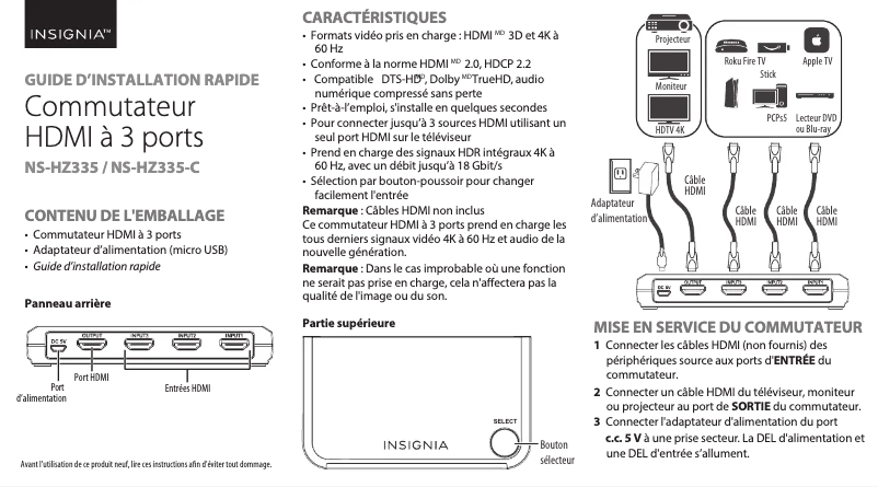 Page n°1 - Manuel utilisateur Insignia NS-HZ335