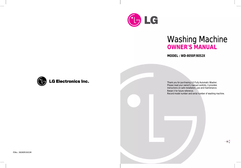 Page n°1 - Manuel utilisateur LG WD-8052X