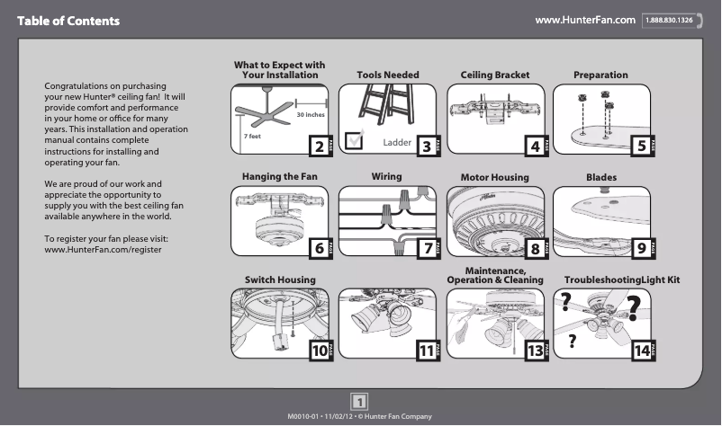 Page 1 de la notice Manuel utilisateur Hunter Reinert 53012