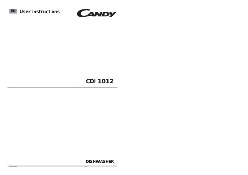 Page 1 de la notice Manuel utilisateur Candy CDI 1012/1-80