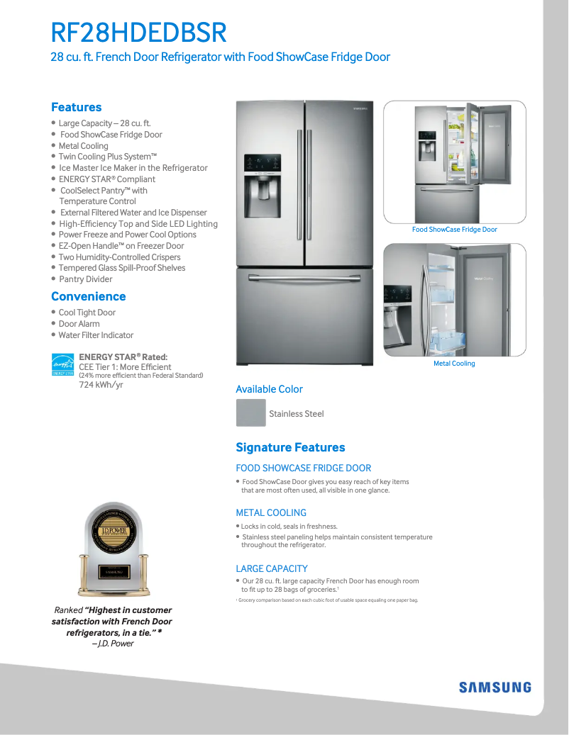 Image de la première page du manuel de l'appareil RF28HDEDBSR