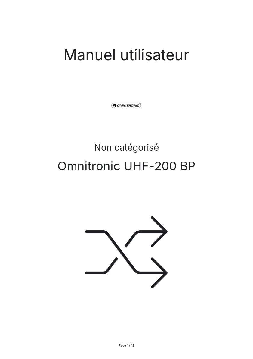 Page n°1 - Manuel utilisateur Omnitronic UHF-200 BP