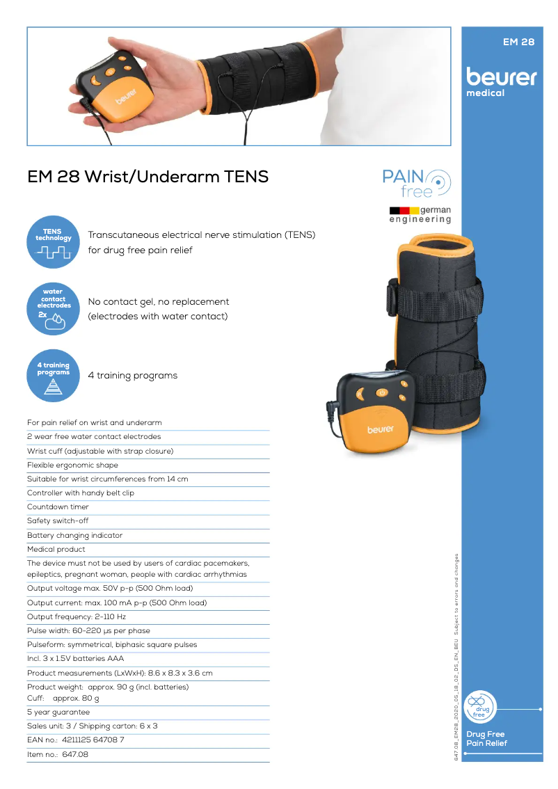 Page n°1 - Fiche technique Beurer EM 28