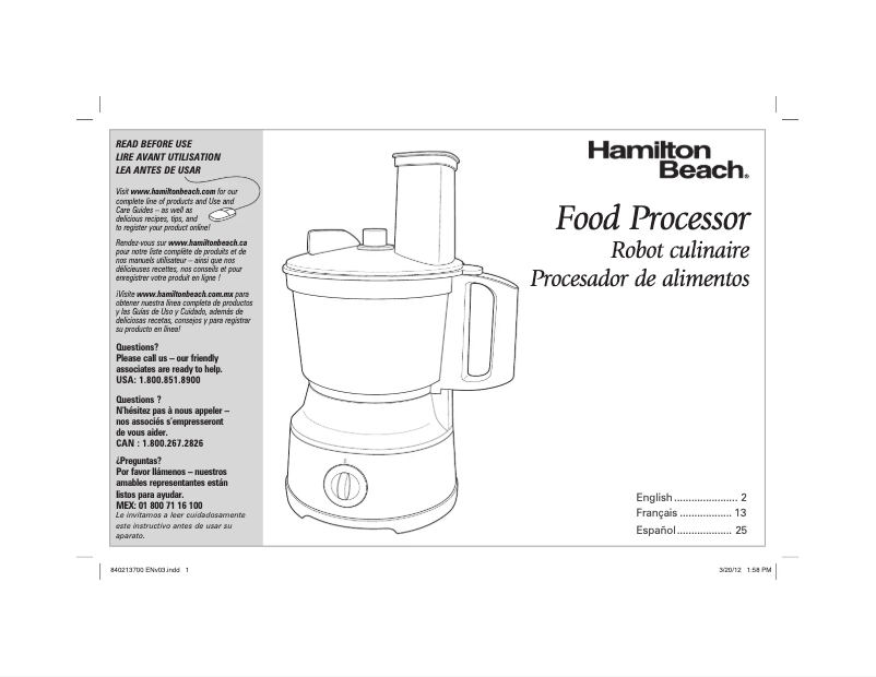 Image de la première page du manuel de l'appareil 70730 Bowl Scraper