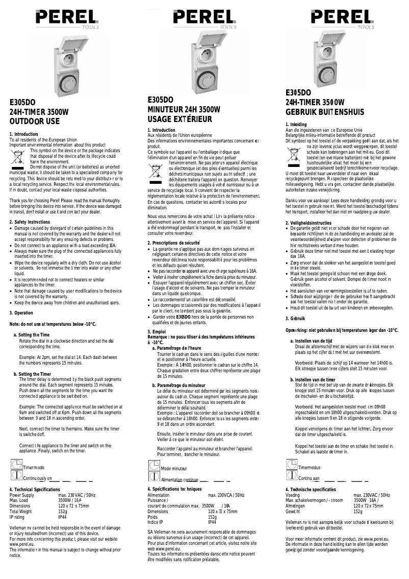 Image de la première page du manuel de l'appareil E305DO