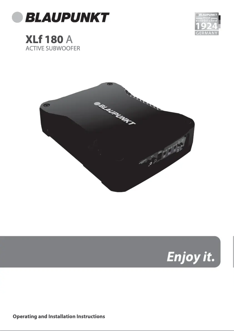 Page n°1 - Manuel utilisateur Blaupunkt XLf 180 A