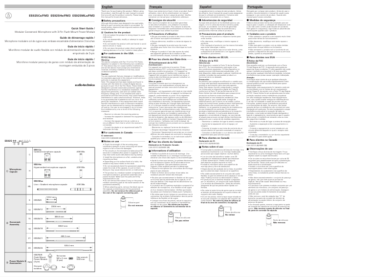 Page 1 de la notice Manuel utilisateur Audio-Technica ES925/FM3