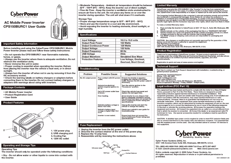 Página 1 del manual Manual de usuario CyberPower CPS150BURC1