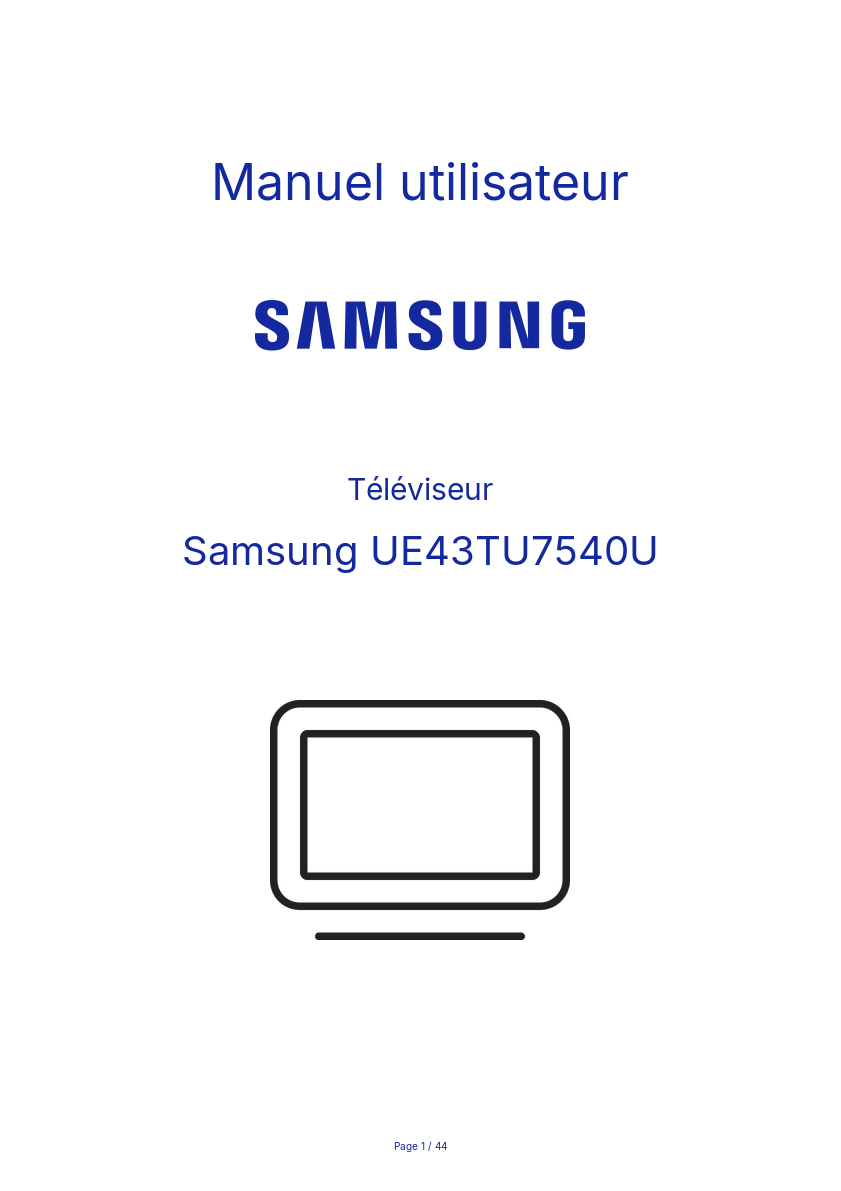 Image de la première page du manuel de l'appareil UE43TU7540U
