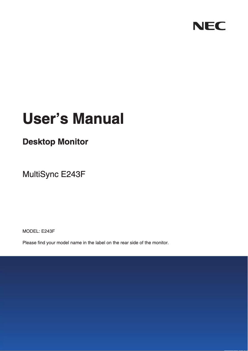 Image de la première page du manuel de l'appareil MultiSync E243F