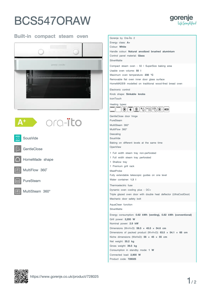 Image de la première page du manuel de l'appareil BCS547ORAW