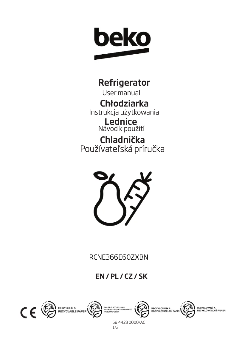 Image de la première page du manuel de l'appareil RCNE366E60ZXBN