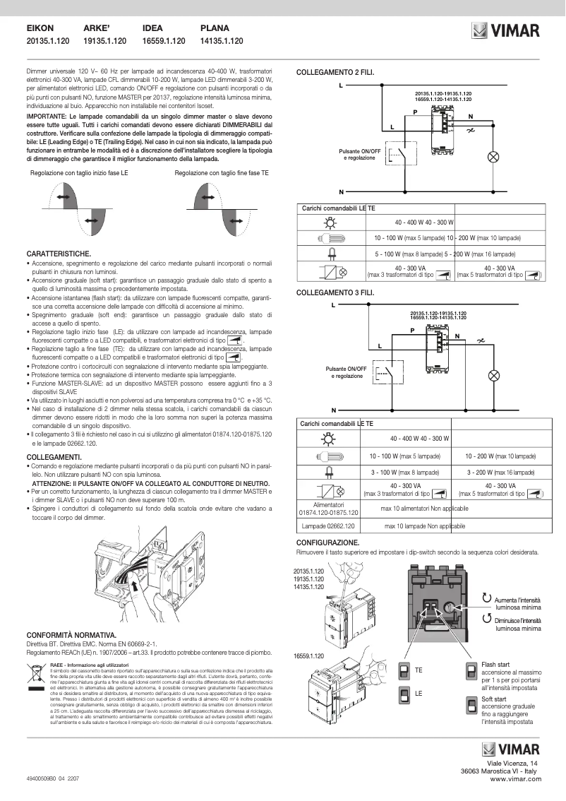 Page 1 de la notice Manuel utilisateur Vimar 20135.1.120