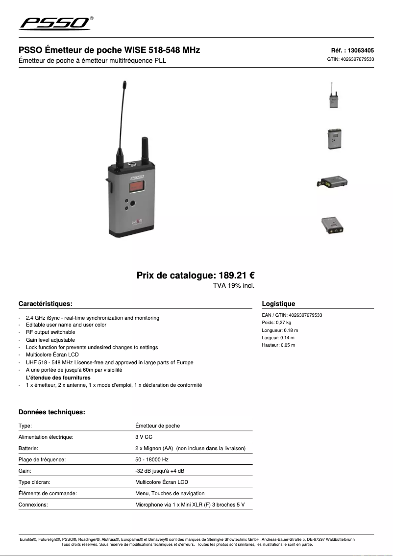 Página 1 del manual Ficha técnica PSSO WISE 518