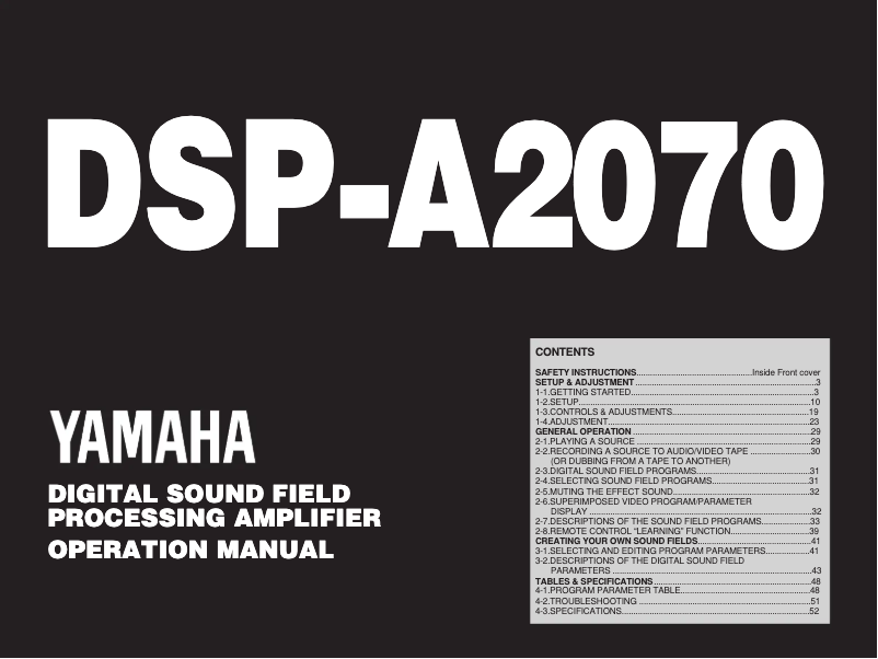 Page 1 de la notice Manuel utilisateur Yamaha DSP-A2070
