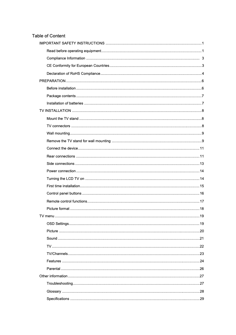 Page n°1 - Manuel utilisateur AOC L19WA91