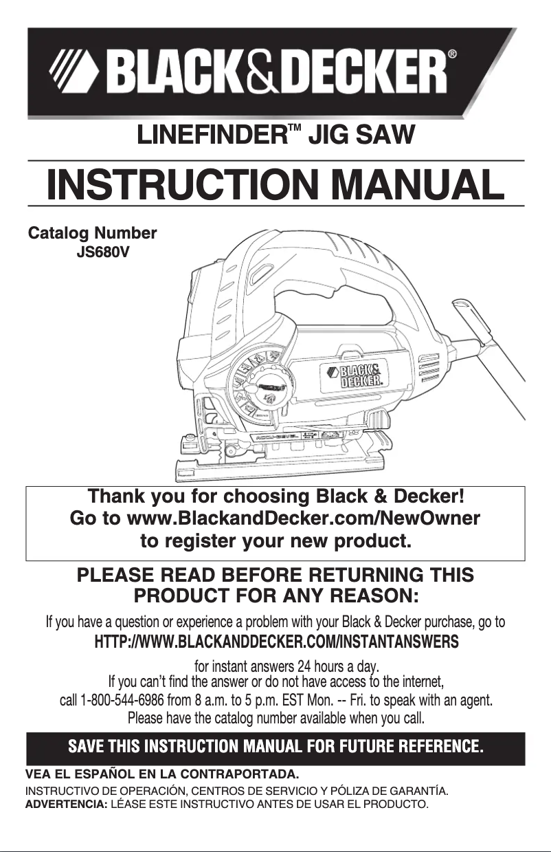 Page n°1 - Manuel utilisateur Black & Decker JS680V