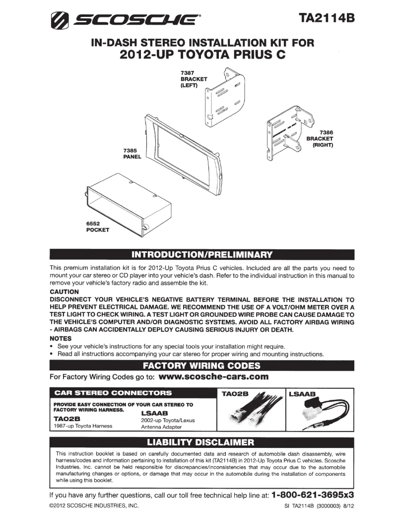 Image de la première page du manuel de l'appareil TA2114B