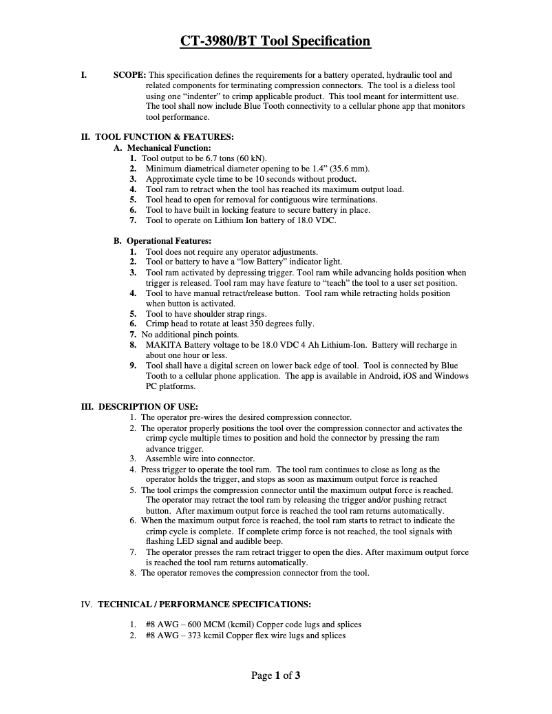Page 1 de la notice Fiche technique Panduit CT-3980/BT