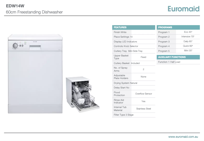 Page n°1 - Fiche technique Euromaid EDW14W