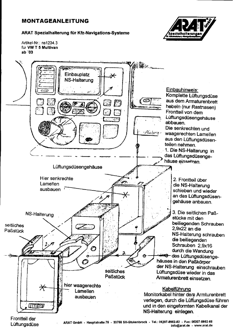 Page 1 de la notice Manuel utilisateur Arat NS1234.3