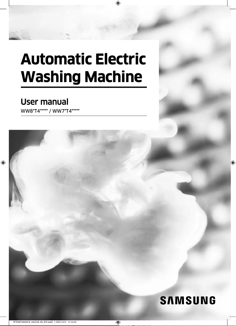 Image de la première page du manuel de l'appareil WW80T4020CX