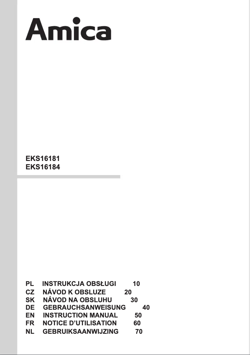 Page n°1 - Manuel utilisateur Amica EKS16184