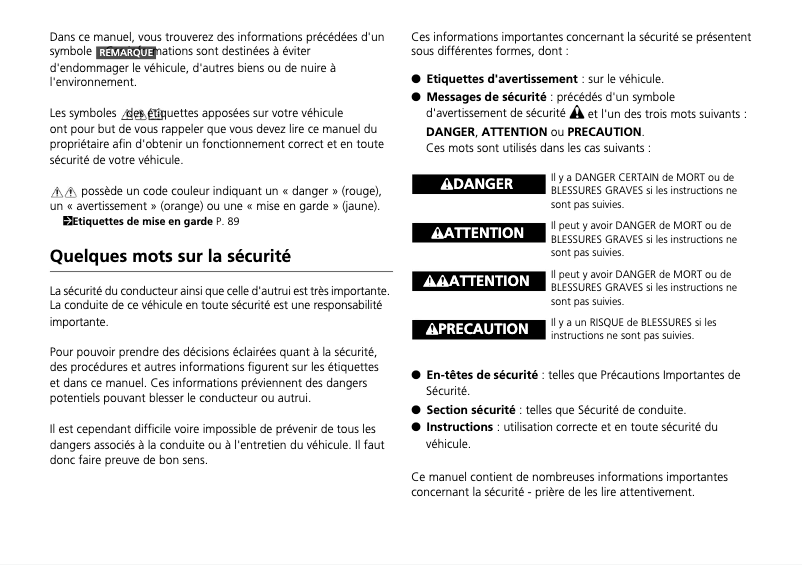 Page 1 de la notice Manuel utilisateur Honda HR-V (2021)