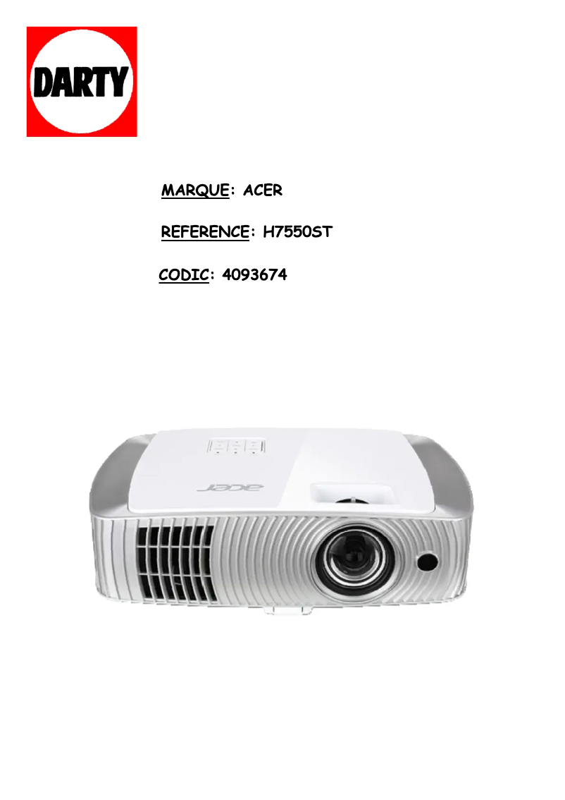Page 1 de la notice Manuel utilisateur Acer Home H7550ST