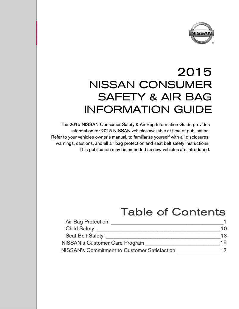 Page n°1 - Instructions de sécurité Nissan Murano (2015)