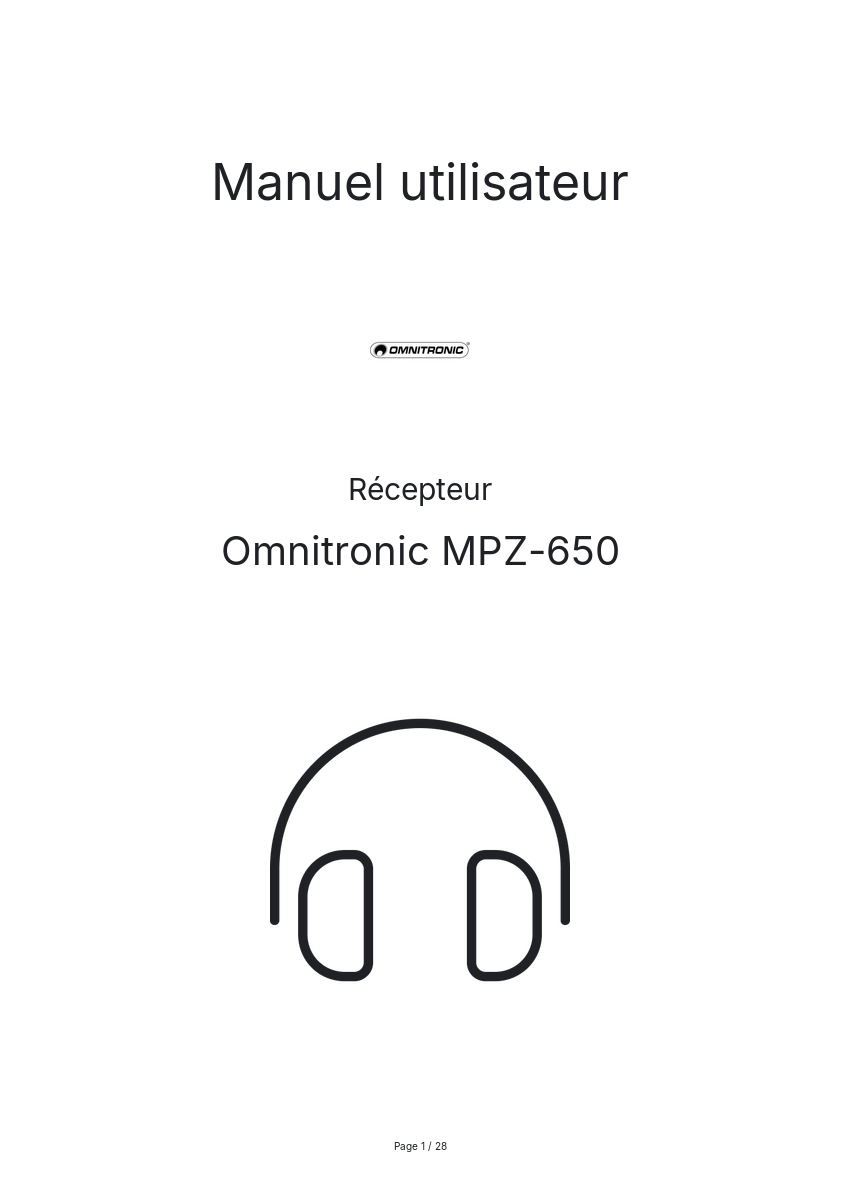 Page n°1 - Manuel utilisateur Omnitronic MPZ-650