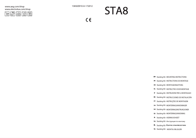 Page n°1 - Guide d'installation Electrolux STA8